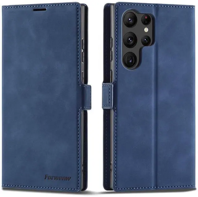 Main image of WERLEO Case for Samsung Galaxy S25 Ultra 5G 6.9 inch Premium PU Leather Phone Cover with Card Holder Stand, Shockproof Flip Wallet Cover Blue