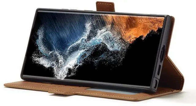 Alt view image 2 of 7 - WERLEO Case for Samsung Galaxy S25 Ultra 5G 6.9 inch Premium PU Leather Phone Cover with Card Holder Stand, Shockproof Flip Wallet Cover Brown