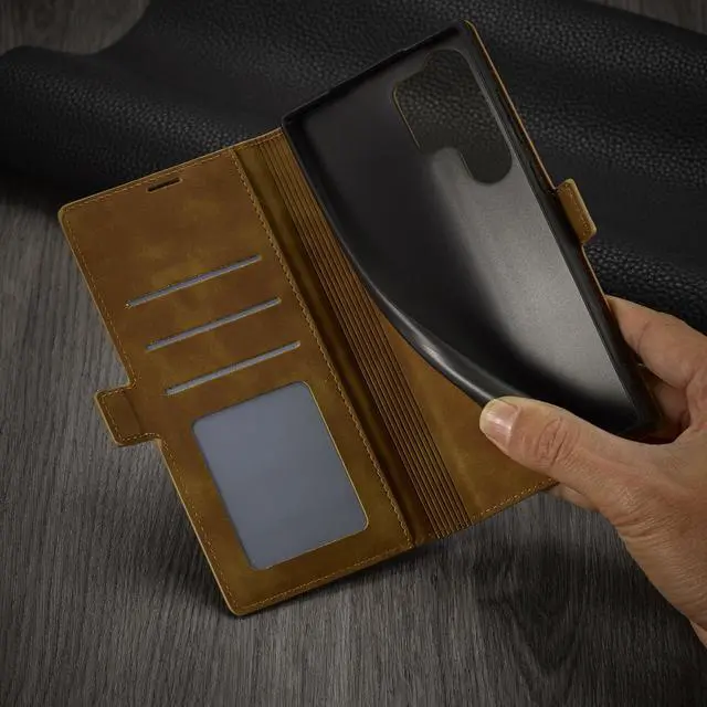 Alt view image 5 of 7 - WERLEO Case for Samsung Galaxy S25 Ultra 5G 6.9 inch Premium PU Leather Phone Cover with Card Holder Stand, Shockproof Flip Wallet Cover Brown