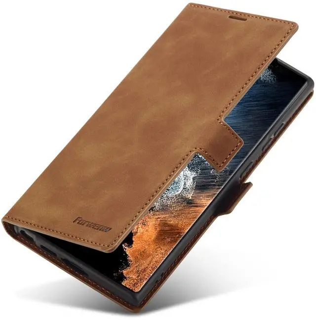 Alt view image 4 of 7 - WERLEO Case for Samsung Galaxy S25 Ultra 5G 6.9 inch Premium PU Leather Phone Cover with Card Holder Stand, Shockproof Flip Wallet Cover Brown