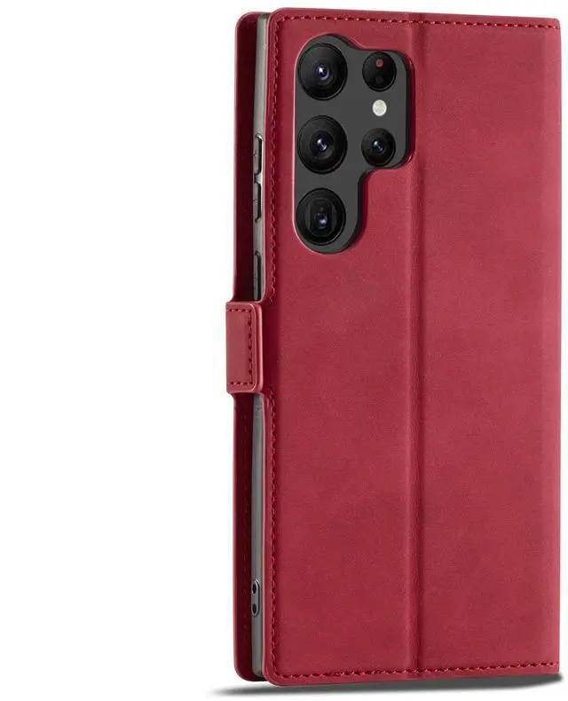 Alt view image 4 of 7 - WERLEO Case for Samsung Galaxy S25 Ultra 5G 6.9 inch Premium PU Leather Phone Cover with Card Holder Stand, Shockproof Flip Wallet Cover Red