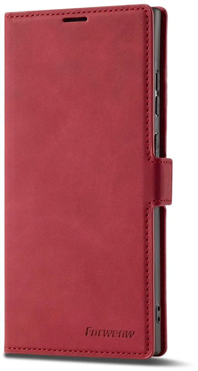 Alt view image 5 of 7 - WERLEO Case for Samsung Galaxy S25 Ultra 5G 6.9 inch Premium PU Leather Phone Cover with Card Holder Stand, Shockproof Flip Wallet Cover Red