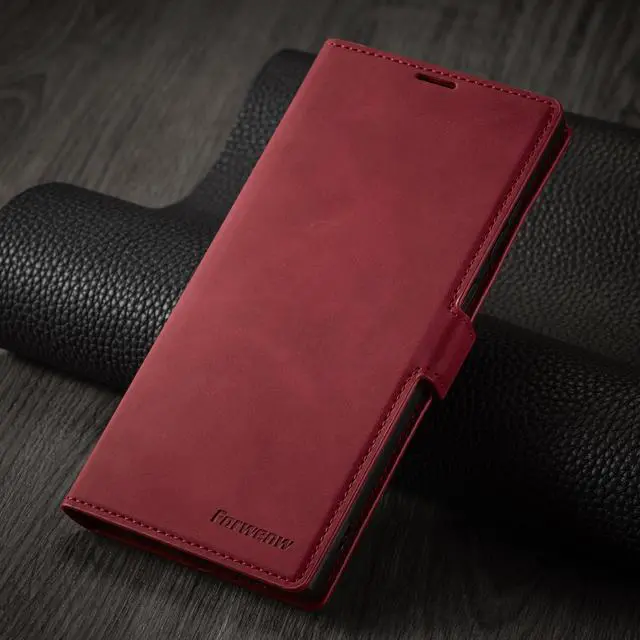 Alt view image 7 of 7 - WERLEO Case for Samsung Galaxy S25 Ultra 5G 6.9 inch Premium PU Leather Phone Cover with Card Holder Stand, Shockproof Flip Wallet Cover Red