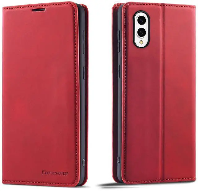 Main image of WERLEO Case for Samsung Galaxy S25 Edge 5G 6.7 inch Premium PU Leather Phone Cover with Card Holder Stand, Shockproof Flip Wallet Cover Red