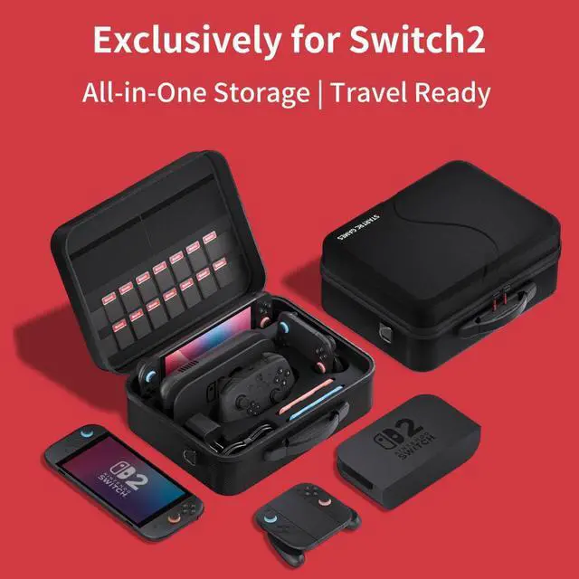 Alt view image 7 of 7 - WERLEO Switch 2 Carry Case Compatible with Nintendo Switch 2,with Games Cartridges Waterproof and Dustproof Travel Case for Switch 2 Accessories,with Handles and Shoulder Straps