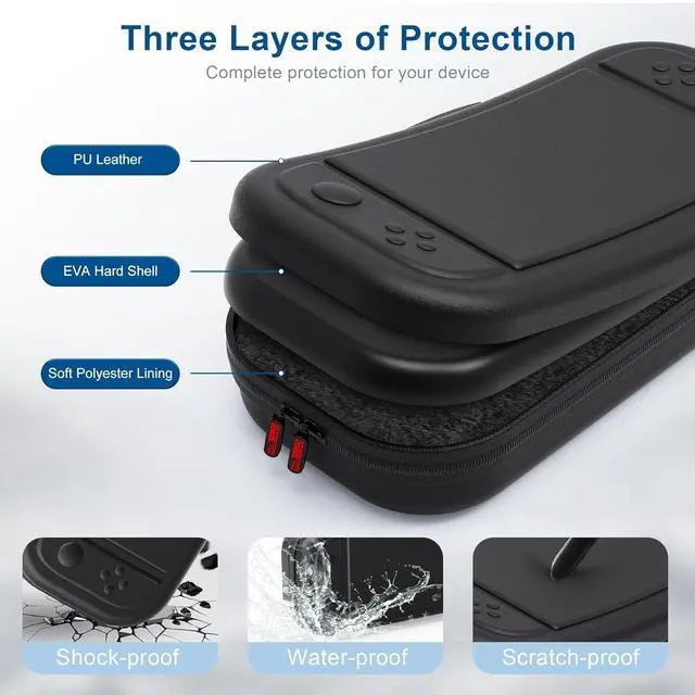 Alt view image 3 of 7 - WERLEO Switch 2 Large Capacity Carrying Case for Nintendo Switch 2 (2025), Portable PU Hard Travel Case with Pockets for Accessories and Game Cards, Slim Protective Bag for Switch 2 Holds 10 Game Cart