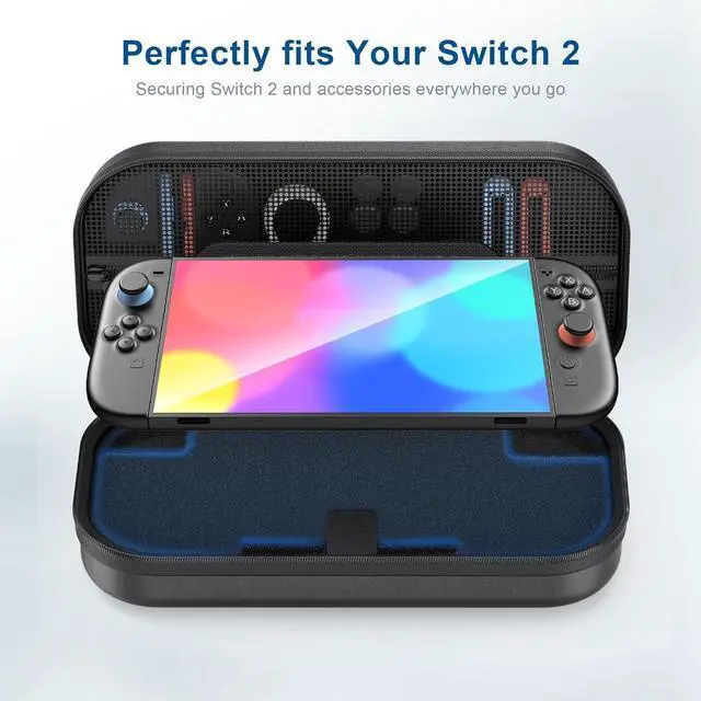 Alt view image 2 of 7 - WERLEO Switch 2 Large Capacity Carrying Case for Nintendo Switch 2 (2025), Portable PU Hard Travel Case with Pockets for Accessories and Game Cards, Slim Protective Bag for Switch 2 Holds 10 Game Cart