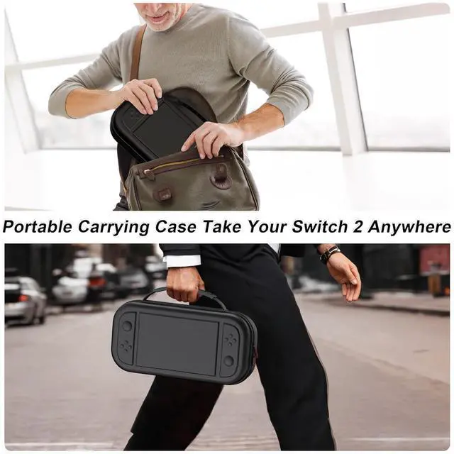 Alt view image 5 of 7 - WERLEO Switch 2 Large Capacity Carrying Case for Nintendo Switch 2 (2025), Portable PU Hard Travel Case with Pockets for Accessories and Game Cards, Slim Protective Bag for Switch 2 Holds 10 Game Cart