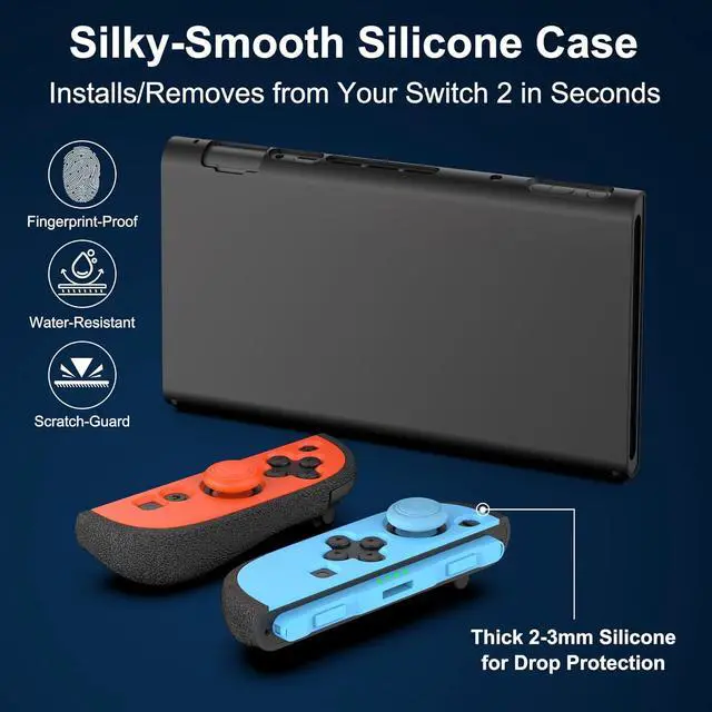 Alt view image 5 of 7 - WERLEO Protective Silicone Case Compatible with Nintendo Switch 2 2025, Soft Slim Cover Protector, Grip Cover for Joy-Con, Split Design, Anti-Scratch, Shock-Absorption