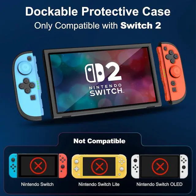 Alt view image 6 of 7 - WERLEO Protective Silicone Case Compatible with Nintendo Switch 2 2025, Soft Slim Cover Protector, Grip Cover for Joy-Con, Split Design, Anti-Scratch, Shock-Absorption