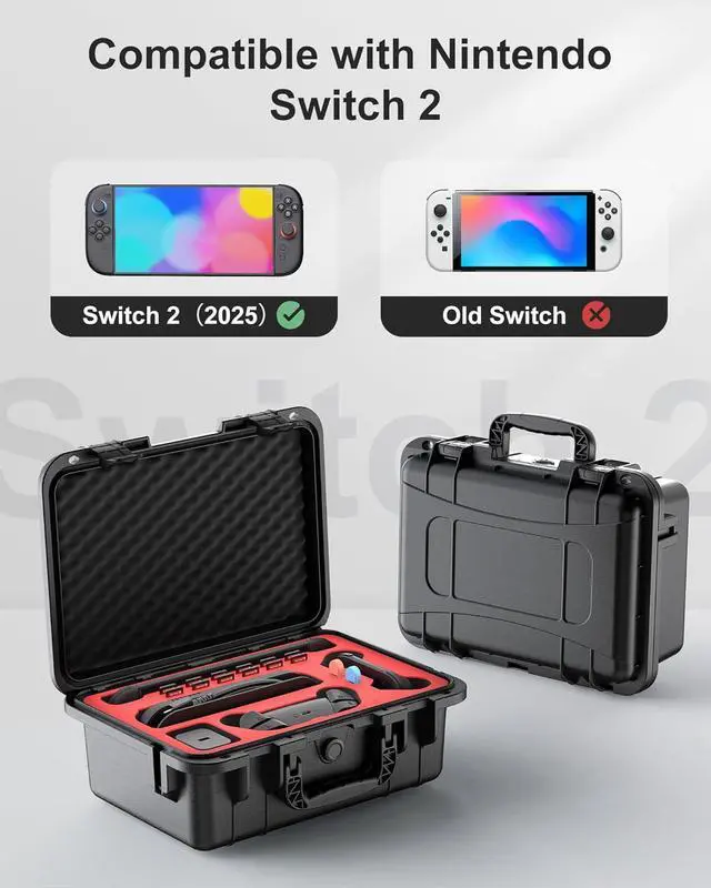 Alt view image 3 of 7 - WERLEO Hard Carrying Case for Nintendo Switch 2, Professional Deluxe IP67 Waterproof, Soft Lining Hard Travel Case for Nintendo Switch 2 Console Pro Controller & Accessories