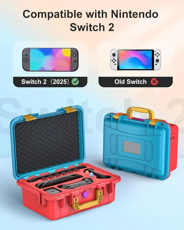 Alt view image 4 of 7 - WERLEO Hard Carrying Case for Nintendo Switch 2, Professional Deluxe IP67 Waterproof, Soft Lining Hard Travel Case for Nintendo Switch 2 Console Pro Controller & Accessories Blue