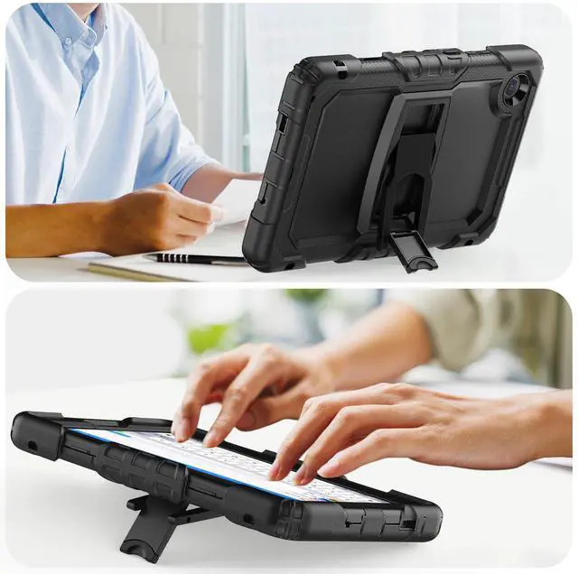 Alt view image 3 of 7 - Case for Lenovo Tab One 8.7 inch 2025 / Tab K9 8.7" 2025 TB305XU TB305FU, Heavy Duty Rugged Shockproof Drop Protection Cover with 360 Rotatable Stand, Hand Strap & Shoulder Strap, Stylus Pen