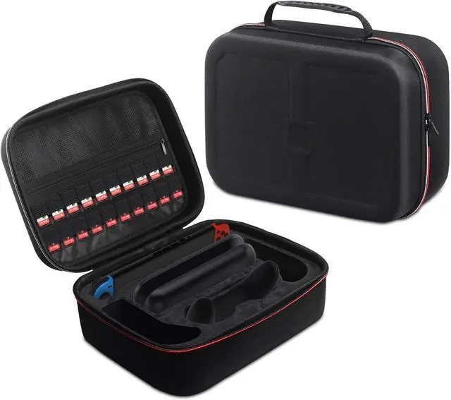 Main image of WERLEO Carrying Case Compatible with Switch 2 | All-in-One EVA Hard Protective Dock Case with 18 Games Cartridges | Waterproof Travel Bag Cover with Handles and Shoulder Strap for Console & Accessorie