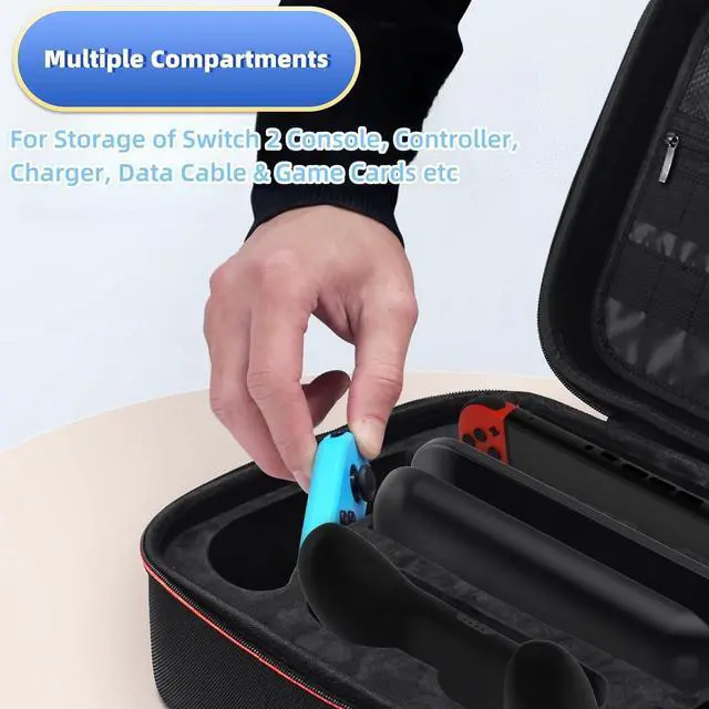 Alt view image 3 of 7 - WERLEO Carrying Case Compatible with Switch 2 | All-in-One EVA Hard Protective Dock Case with 18 Games Cartridges | Waterproof Travel Bag Cover with Handles and Shoulder Strap for Console & Accessorie