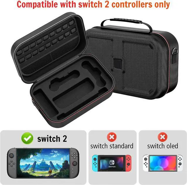 Alt view image 2 of 7 - BONAEVER Switch 2 Carry Case Compatible with Nintendo Switch 2,with 18 Games Cartridges Waterproof and Dustproof Travel Case for Switch 2 and Switch 2 Accessories,with Handles and Shoulder Straps