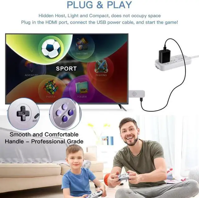 Alt view image 5 of 7 - WERLEO Wireless Retro Gaming Console HDMI Video Game Console Retro Game Console HDMI Game Stick TV Nostalgia Plug & Play