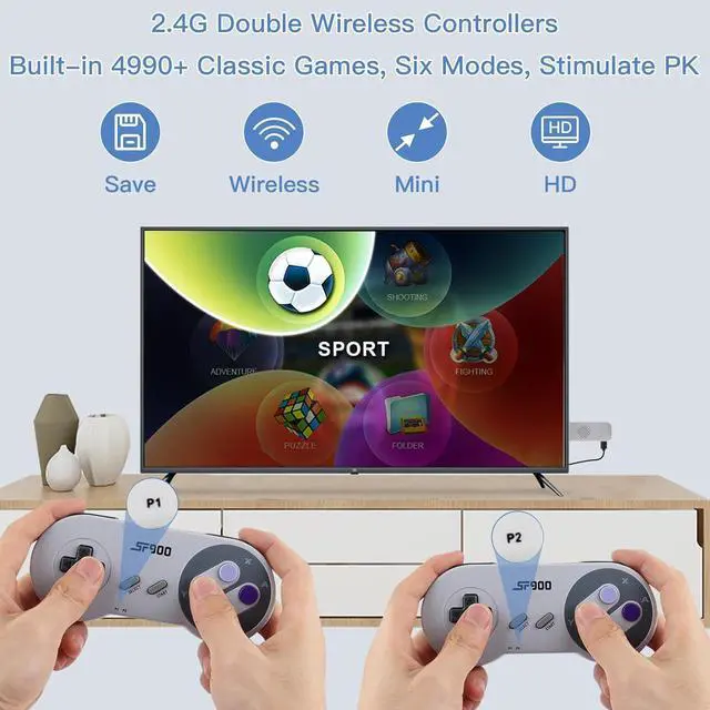 Alt view image 6 of 7 - WERLEO Wireless Retro Gaming Console HDMI Video Game Console Retro Game Console HDMI Game Stick TV Nostalgia Plug & Play