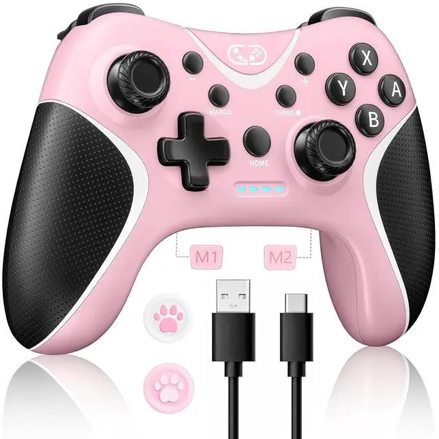 Main image of WERLEO Wireless Switch Controllers Pink,Nintendo Switch Controller for Nintendo Switch/Lite/OLED/Windows PC with Programmable/Vibration/Turbo Funtion,Switch Pro Controller Gamepad with 2 Thumb Caps