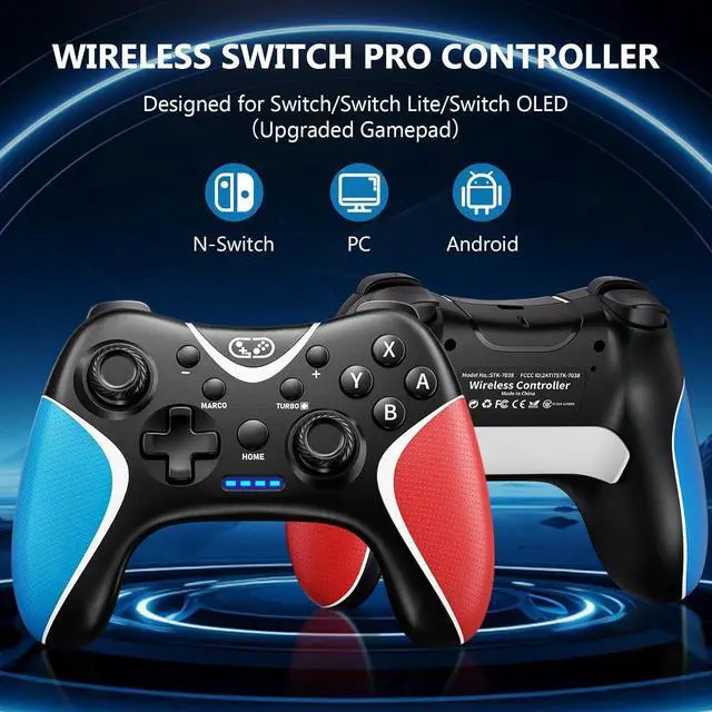 Alt view image 3 of 7 - WERLEO Wireless Switch Controllers Pink,Nintendo Switch Controller for Nintendo Switch/Lite/OLED/Windows PC with Programmable/Vibration/Turbo Funtion,Switch Pro Controller Gamepad with 2 Thumb Caps