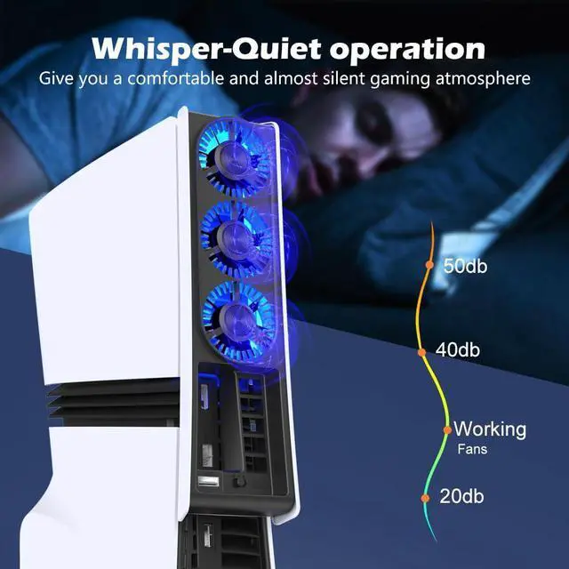 Alt view image 2 of 7 - WERLEO Cooling Fan for PS5 Pro, Efficient Cooler with 3 Fans and Dynamic Speed Control & Smart Sleep Mode, Ultra-Quiet Cooling Station with a USB 3.0 Port, Exclusively for PS5 Pro Console 2024 Edition