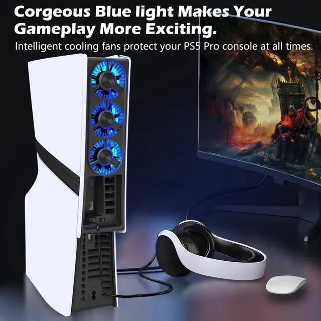 Alt view image 7 of 7 - WERLEO Cooling Fan for PS5 Pro, Efficient Cooler with 3 Fans and Dynamic Speed Control & Smart Sleep Mode, Ultra-Quiet Cooling Station with a USB 3.0 Port, Exclusively for PS5 Pro Console 2024 Edition