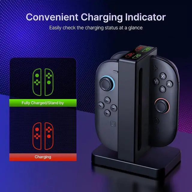 Alt view image 5 of 7 - WERLEO Enhanced Controller Charger Compatible with Nintendo Switch 2, Charging Dock for Switch 2 Joy-Pads with Sound Alerts and Charging Indicator, USB Type-C Charging Cable Included