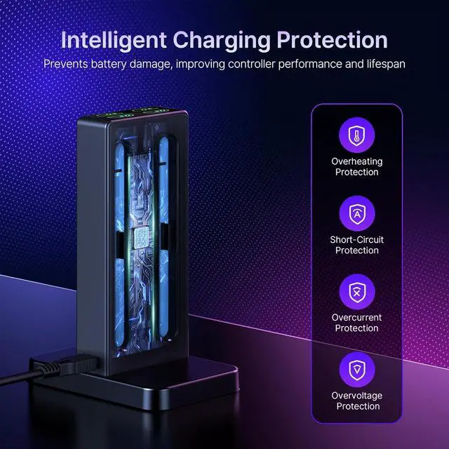 Alt view image 3 of 7 - WERLEO Enhanced Controller Charger Compatible with Nintendo Switch 2, Charging Dock for Switch 2 Joy-Pads with Sound Alerts and Charging Indicator, USB Type-C Charging Cable Included