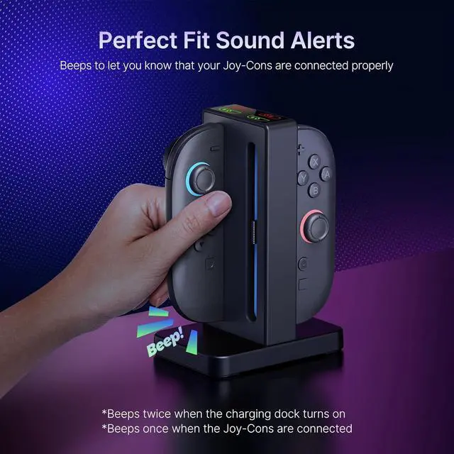 Alt view image 6 of 7 - WERLEO Enhanced Controller Charger Compatible with Nintendo Switch 2, Charging Dock for Switch 2 Joy-Pads with Sound Alerts and Charging Indicator, USB Type-C Charging Cable Included