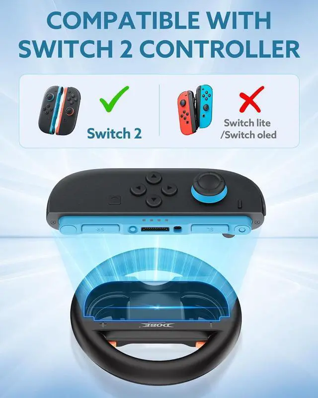Alt view image 5 of 7 - WERLEO Switch 2 JoyCon Steering Wheel Compatible with NS2 Joycon Controller, Racing Wheels for Switch 2 Mario Kart 8 Deluxe, Universal NS2 Wheel Accessories