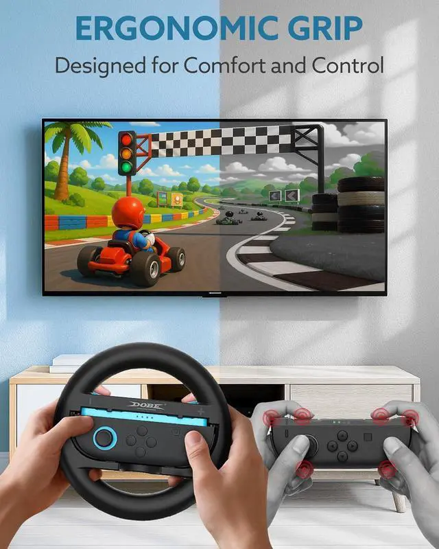 Alt view image 4 of 7 - WERLEO Switch 2 JoyCon Steering Wheel Compatible with NS2 Joycon Controller, Racing Wheels for Switch 2 Mario Kart 8 Deluxe, Universal NS2 Wheel Accessories