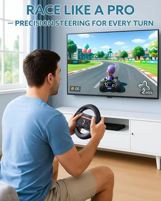 Alt view image 7 of 7 - WERLEO Switch 2 JoyCon Steering Wheel Compatible with NS2 Joycon Controller, Racing Wheels for Switch 2 Mario Kart 8 Deluxe, Universal NS2 Wheel Accessories