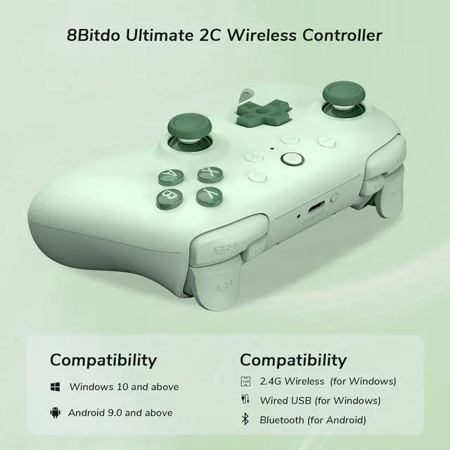 Alt view image 3 of 7 - WERLEO 8Bitdo Ultimate 2C Wireless Controller for Windows PC and Android, Gamepad with 1000Hz Polling Rate, Remappable L4/R4 Bumpers, Rumble Vibration and Turbo Function