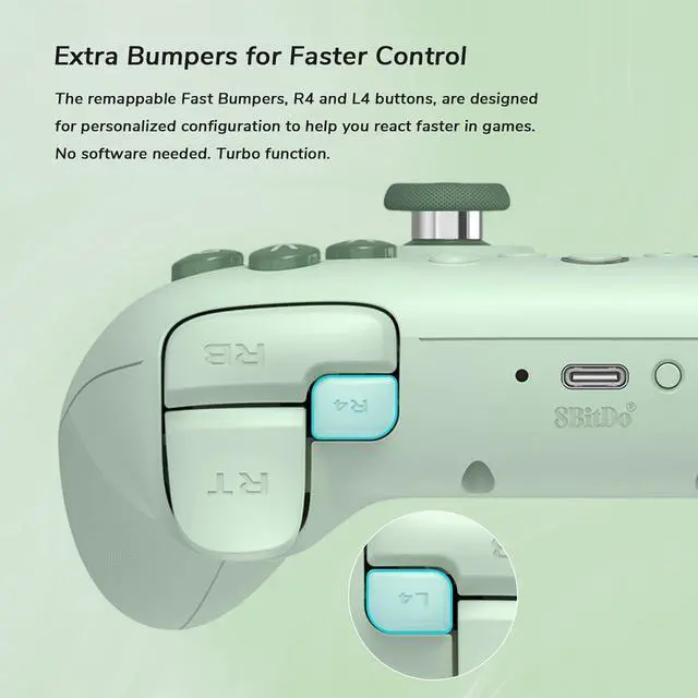 Alt view image 6 of 7 - WERLEO 8Bitdo Ultimate 2C Wireless Controller for Windows PC and Android, Gamepad with 1000Hz Polling Rate, Remappable L4/R4 Bumpers, Rumble Vibration and Turbo Function