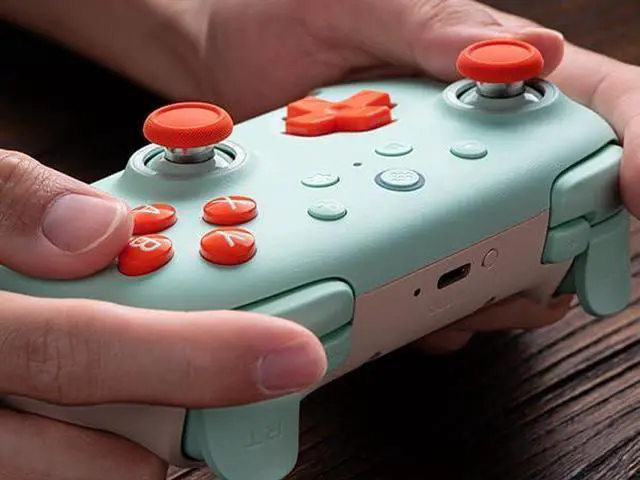 Alt view image 6 of 7 - WERLEO 8Bitdo Ultimate 2C Wireless Controller for Windows PC and Android, Gamepad with 1000Hz Polling Rate, Remappable L4/R4 Bumpers, Rumble Vibration and Turbo Function Orange