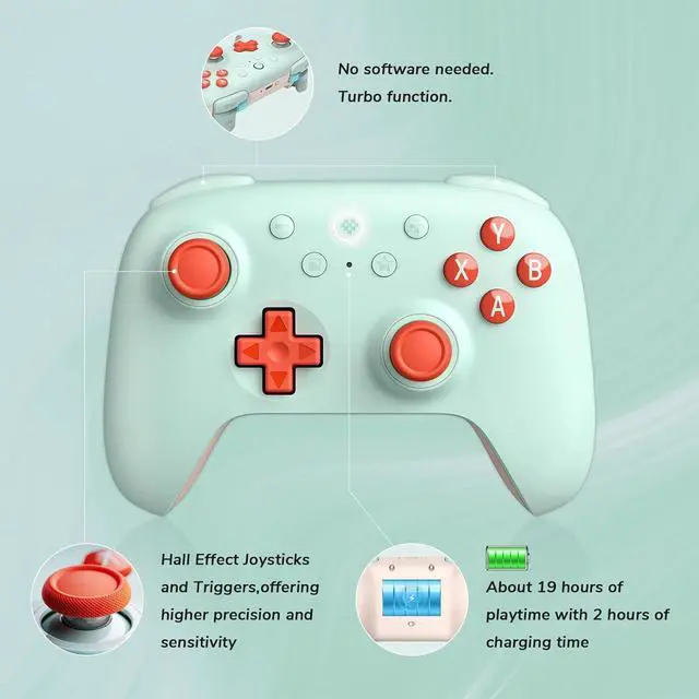 Alt view image 5 of 7 - WERLEO 8Bitdo Ultimate 2C Wireless Controller for Windows PC and Android, Gamepad with 1000Hz Polling Rate, Remappable L4/R4 Bumpers, Rumble Vibration and Turbo Function Orange