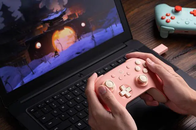 Alt view image 4 of 7 - WERLEO 8Bitdo Ultimate 2C Wireless Controller for Windows PC and Android, Gamepad with 1000Hz Polling Rate, Remappable L4/R4 Bumpers, Rumble Vibration and Turbo Function Pink