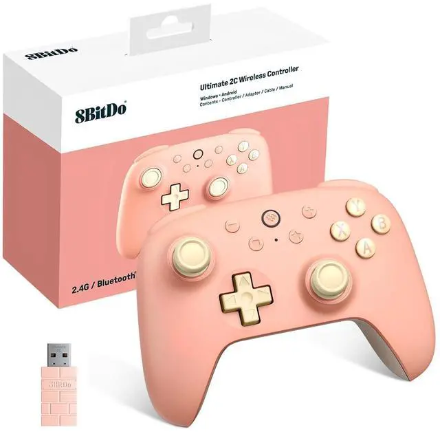 Main image of WERLEO 8Bitdo Ultimate 2C Wireless Controller for Windows PC and Android, Gamepad with 1000Hz Polling Rate, Remappable L4/R4 Bumpers, Rumble Vibration and Turbo Function Pink