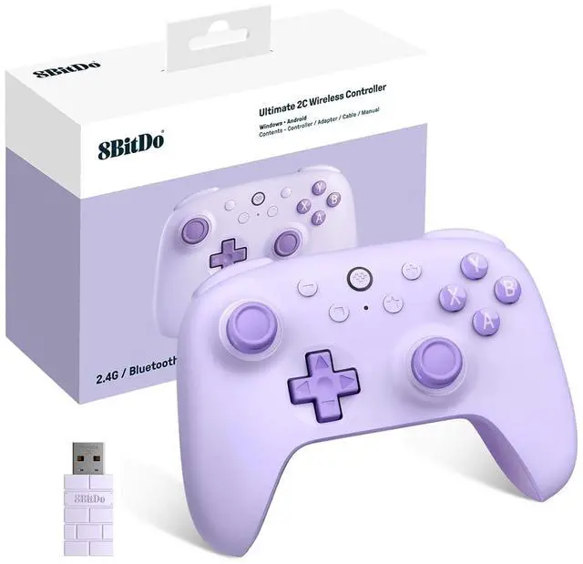 Main image of WERLEO 8Bitdo Ultimate 2C Wireless Controller for Windows PC and Android, Gamepad with 1000Hz Polling Rate, Remappable L4/R4 Bumpers, Rumble Vibration and Turbo Function Purple