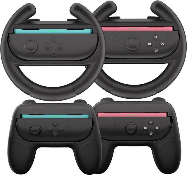 Main image of WERLEO Switch 2 Joy-Con Grip [4-Pack], Steering Wheels for Nintendo Switch 2 Controller Compatible with Mario Kart World/Mario Kart 8 Deluxe, Switch 2 Controller Accessories Ergonomic Design