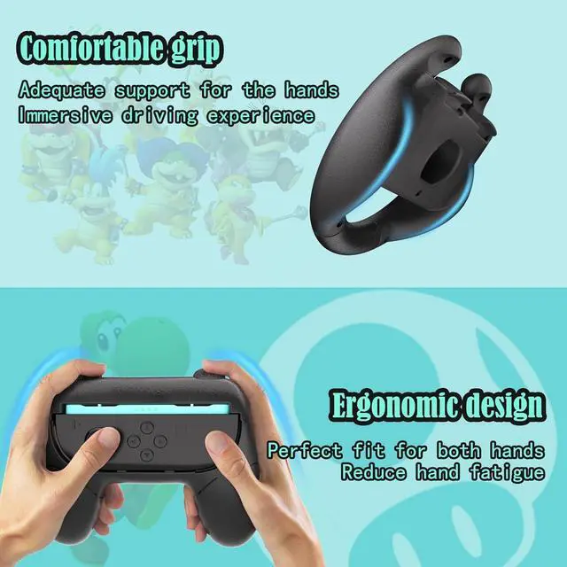 Alt view image 5 of 7 - WERLEO Switch 2 Joy-Con Grip [4-Pack], Steering Wheels for Nintendo Switch 2 Controller Compatible with Mario Kart World/Mario Kart 8 Deluxe, Switch 2 Controller Accessories Ergonomic Design