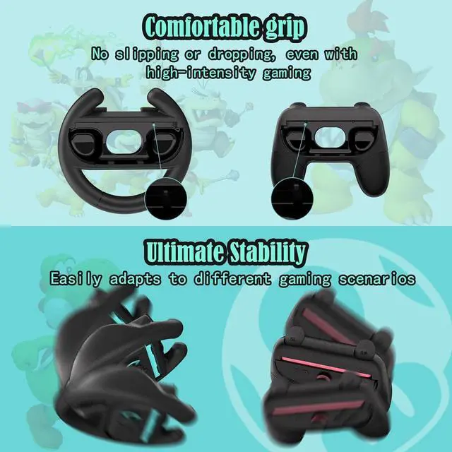 Alt view image 4 of 7 - WERLEO Switch 2 Joy-Con Grip [4-Pack], Steering Wheels for Nintendo Switch 2 Controller Compatible with Mario Kart World/Mario Kart 8 Deluxe, Switch 2 Controller Accessories Ergonomic Design