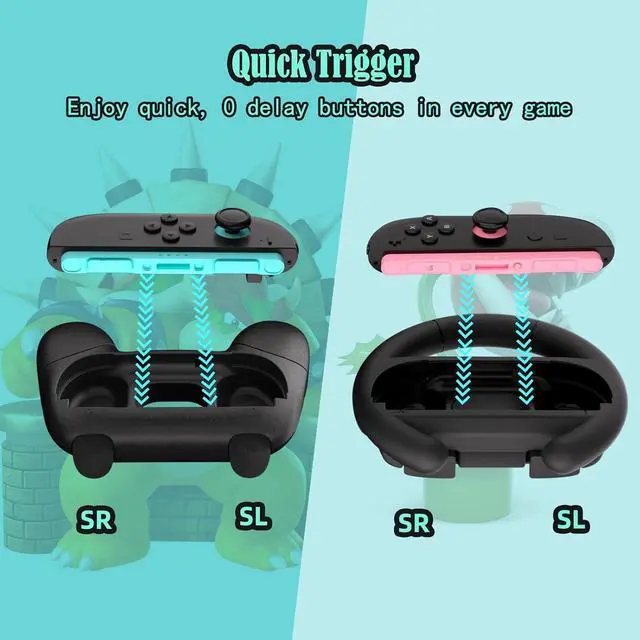 Alt view image 2 of 7 - WERLEO Switch 2 Joy-Con Grip [4-Pack], Steering Wheels for Nintendo Switch 2 Controller Compatible with Mario Kart World/Mario Kart 8 Deluxe, Switch 2 Controller Accessories Ergonomic Design