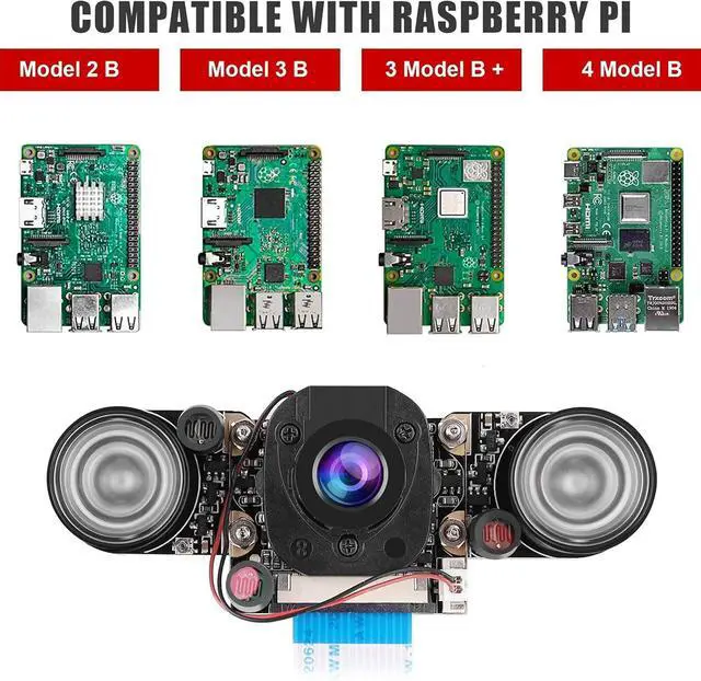 Alt view image 3 of 7 - WERLEO Raspberry Pi 4B Camera IR Camera Module 75 Degree 5MP OV5647 Webcam Automatically Switching Between Day and Night Vision with Holder and Cable for Raspberry Pi 5 4B 3B+ Zero and Zero W