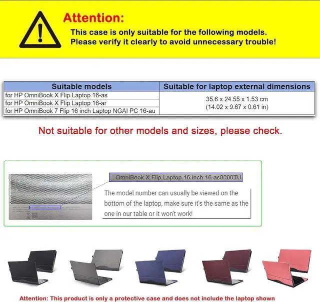 Alt view image 2 of 7 - WERLEO Laptop Cover Case for HP OmniBook X Flip 16 inch Next Gen 16-as 16-ar & for OmniBook7 Flip 16-au Sleeve,PU Leather Protective Shell Detachable Notebook PC Bag Accessories Wine Red