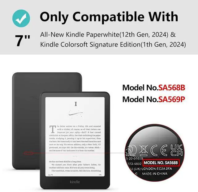 Alt view image 5 of 7 - WERLEO Case for All-New 7" Kindle Paperwhite 12th Generation 2024 Released, Fits Kindle Colorsoft Paperwhite Signature Edition, Premium Lightweight PU Leather Cover with Auto Wake/Sleep