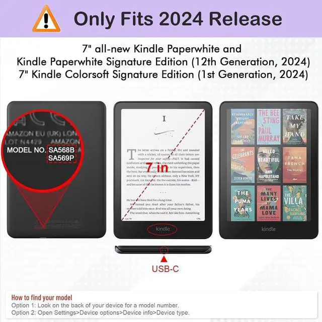 Alt view image 2 of 7 - WERLEO Case for 7" Kindle Paperwhite (12th Generation, 2024 Release) & Kindle Colorsoft Signature Edition, Slim Lightweight PU Leather Protective Cover with Auto Wake/Sleep