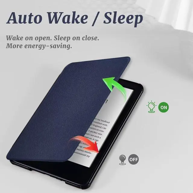Alt view image 4 of 7 - WERLEO  Case for 7" Kindle Paperwhite (12th Generation, 2024 Release) & Kindle Colorsoft Signature Edition, Slim Lightweight PU Leather Protective Cover with Auto Wake/Sleep Blue