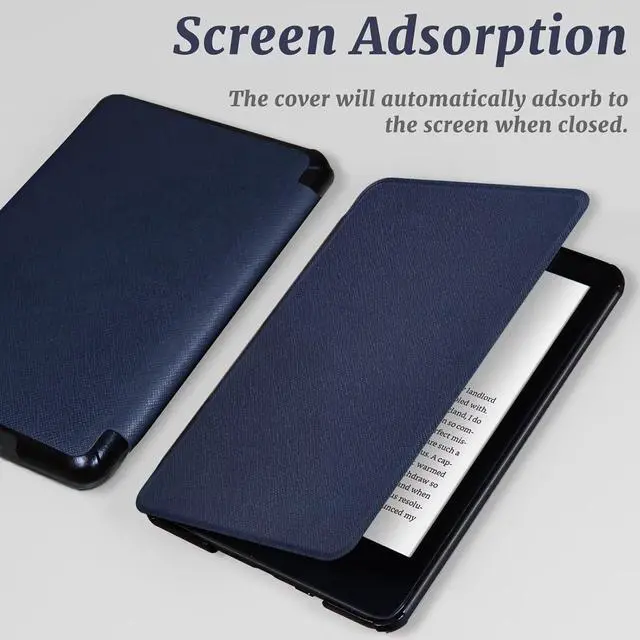 Alt view image 3 of 7 - WERLEO  Case for 7" Kindle Paperwhite (12th Generation, 2024 Release) & Kindle Colorsoft Signature Edition, Slim Lightweight PU Leather Protective Cover with Auto Wake/Sleep Blue