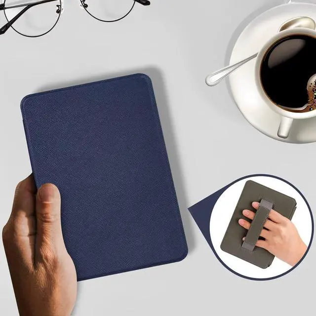 Alt view image 5 of 7 - WERLEO  Case for 7" Kindle Paperwhite (12th Generation, 2024 Release) & Kindle Colorsoft Signature Edition, Slim Lightweight PU Leather Protective Cover with Auto Wake/Sleep Blue